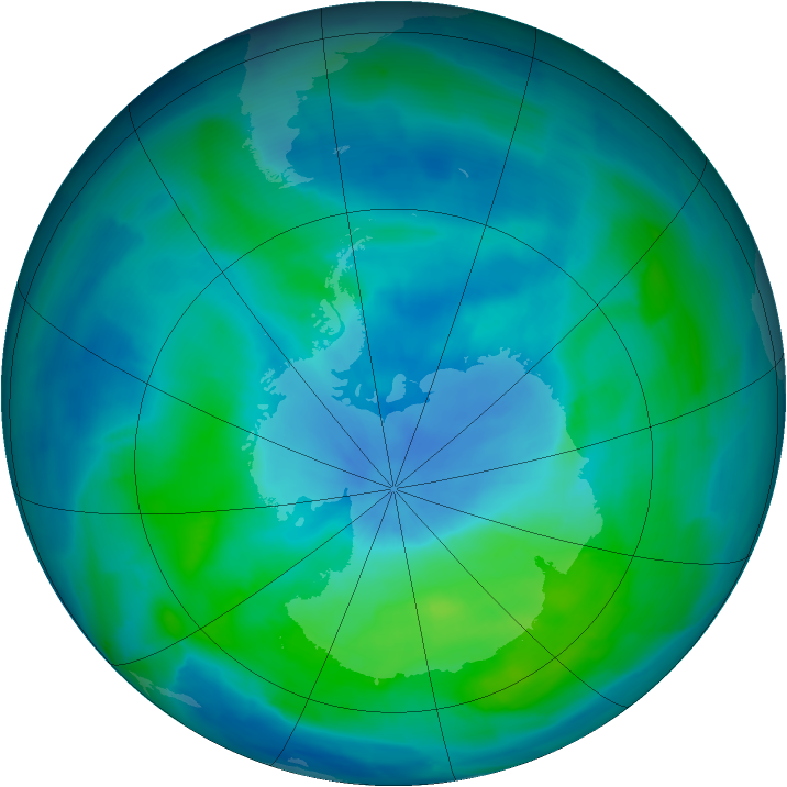 Antarctic ozone map for 05 March 2013